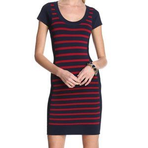 French Connection Red and Navy Striped Bodycon Dress